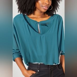 Teal White House Black Market Flowy Blouse